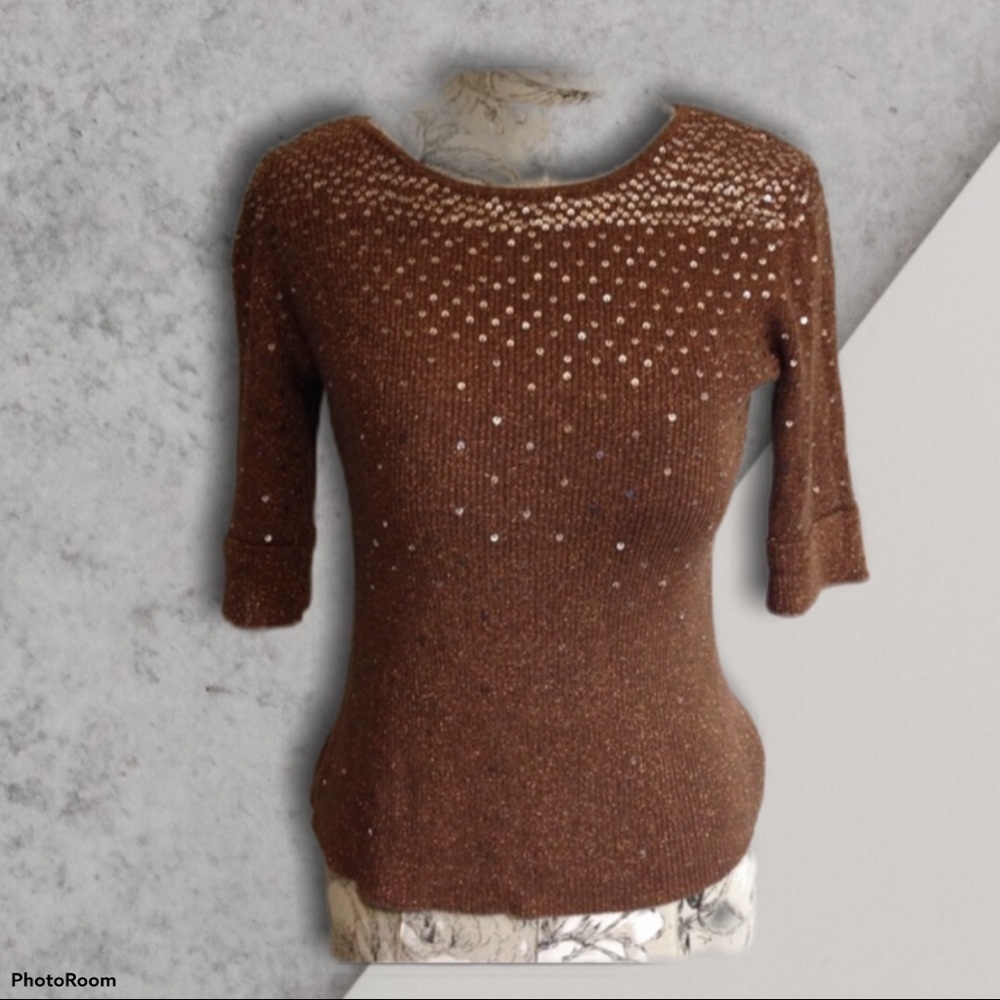 Mercer Street Studio Brown Sequin Sweater S